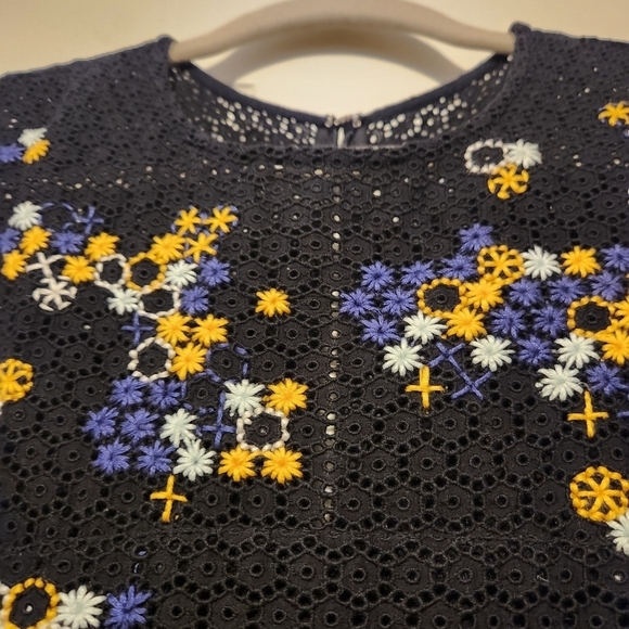 Aubin & Wills Embroidered Floral Black Dress Size 12 (UK) US size 8, 100% cotton - Picture 10 of 10